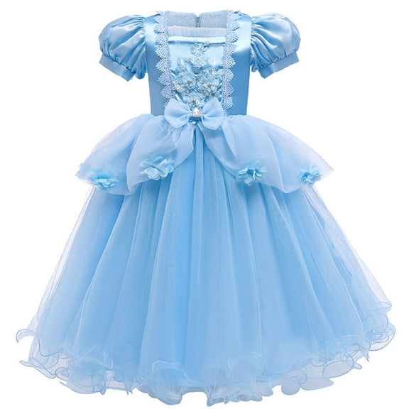 HAWEE Toddler Girls Princess Blue Costumes Halloween Dress up Fancy Gown for Cosplay Party