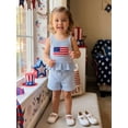 thumbnail image 6 of BemeyourBBs Toddler Baby Girl 4th of July Outfit Independent Day Baby Girls Summer Clothes Patriot Flag Sleeveless Ruffled Tank Vest and Front Bow Shorts Set Baby Girl Fourth of July Outfit, 6 of 9