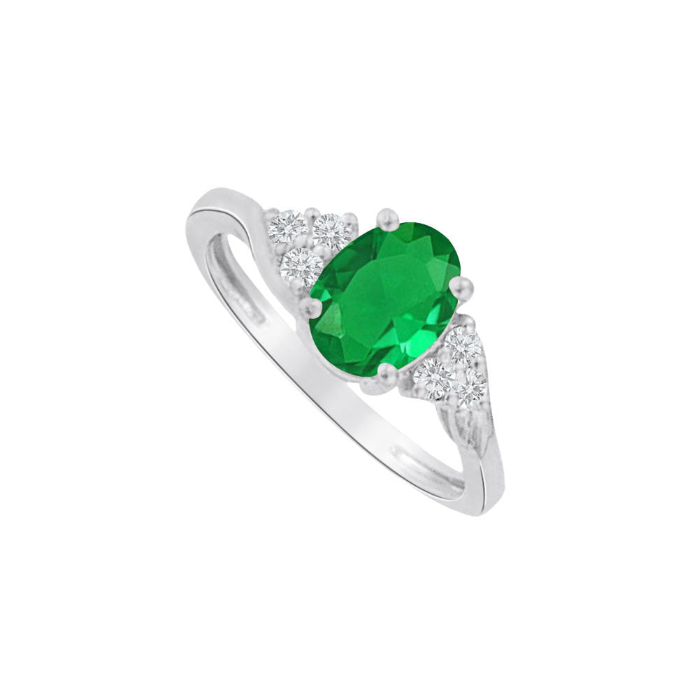 Oval Emerald CZ Engagement Ring in 925 Sterling Silver | Walmart Canada