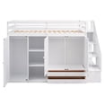 thumbnail image 5 of Euroco Wood Twin Loft Bed with Wardrobe, Shelf and Drawers for Bedroom, White, 5 of 15