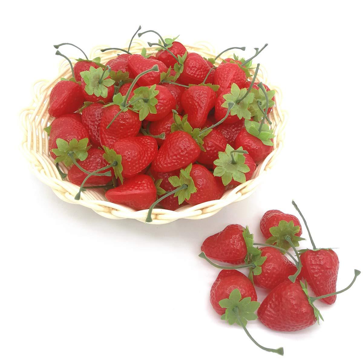 JRijzen 30pcs Fake Fruit Artificial Strawberries Lifelike Simulation