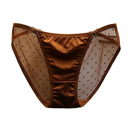Xiaoxatg Sexy Panties for Women Women s Low Waist Mash Briefs Solid Color Crotch Underwear Panties Silk Thong plus Size
