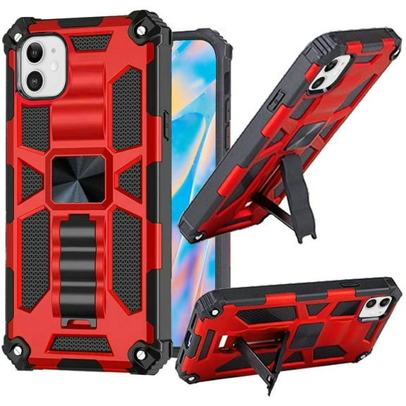 For Apple iPhone 14 Pro Max (6.7") Heavy Duty Stand Hybrid Shockproof Rugged with Kickstand Fit Magnetic Car Mount Cover ,Xpm Phone Case [ Red ]