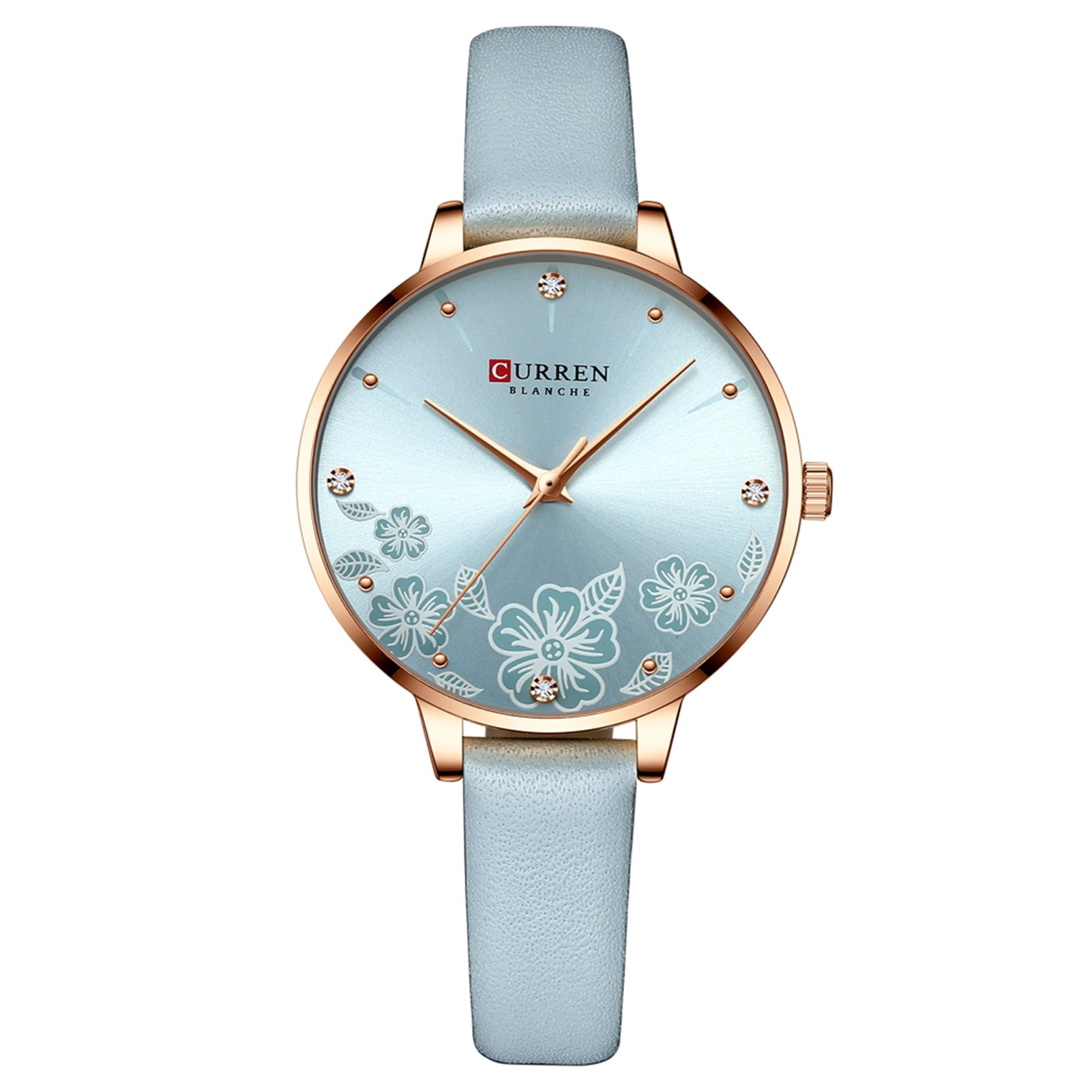 Women Quartz Watch CURREN Female Fashion Analog Wrist Watch 3ATM Waterproof Ladies Watch with Leather Watch Strap