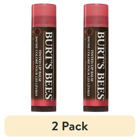 (2 pack) Burt's Bees 100% Natural Origin Moisturizing Tinted Lip Balm with Shea Butter, Rose, 1 Tube