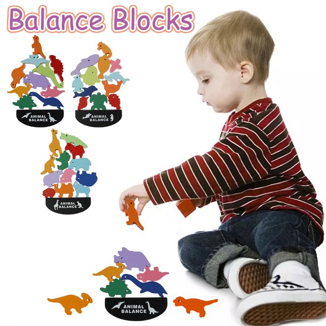 Muyoka Equilibrio Dinosaurio Juguete Animal Equilibrio Conjunto de bloques de construcción Bloques de construcción de madera Educativo temprano Dinosaurio Apilamiento Equilibrio Bloques de construcció Muyoka Hogar