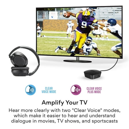 MEE audio - Connect T1CMA Wireless TV Headphone System with Over-the-Ear Headphones and Bluetooth Audio Transmitter - Black