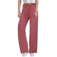 thumbnail image 1 of Timegard Lounge Pants for Women Elastic High Waist Drawstring Straight Leg Loose Pants with Pockets, 1 of 6