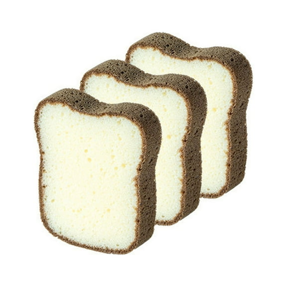 JeashCHAT Kitchen Scrub Sponges Decontamination Dishwashing Sponge, Bread Shaped Sponge, Adorable Deep Cleaning Thickened Scrub Kitchen Sponge, Dishwashing Brush For Cleaning Kitchen 3PCS
