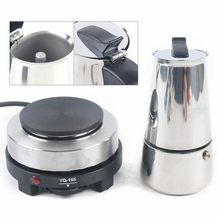 500W Stainless Steel Stovetop Espresso Machine, Italian Coffee Maker Moka Pot for Offices 110V