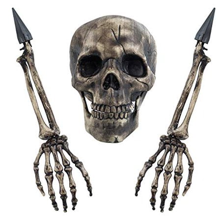 Sunnyglade Realistic Skeleton Stakes Halloween Decoration Scary Ground Breaker Skull and Skeleton for Outdoor Yard Lawn Stake Garden Graveyard Decoration