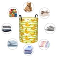thumbnail image 4 of Balery Bananas On A Striped Cesta de ropa redonda con asas, impermeable, independiente, para ropa, juguetes, dormitorio y familia-Small, 4 of 6