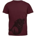 thumbnail image 1 of Howling Wolf Moon Silhouette Mens T Shirt Maroon 2XL, 1 of 1
