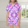 thumbnail image 2 of Luvoko Tween Pajamas Children's Two Piece Pajama Set With Plaid Printed Short Sleeved Shorts Girls Zip up Floral Robes Bridal Party Kids Robes Blushing Little Girls Soft Robes Warm Kids Robe Girls, 2 of 4