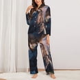 thumbnail image 2 of Kdxio Sunset Cliff Dinosaur Women's Pajama Sets Long Sleeve Button Down Sleepwear Nightwear Soft Pjs Lounge Sets-Medium, 2 of 7