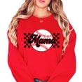 thumbnail image 3 of Baseball Mama Checkered Baseball Mom Sweatshirt Women Gift for Softball Mom Red Sweatshirt Adult X-Large, 3 of 5