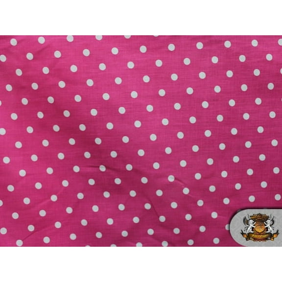 Polycotton Printed SMALL DOTS WHITE HOT PINK BACKGROUND Fabric / 60" Wide / Sold by the Yard