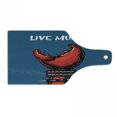 thumbnail image 1 of Indie Cutting Board, Crab Claw with Spiky Wristbands Heavy Rock Live Music Performance Inscription Art, Tempered Glass Cutting and Serving Board, Wine Bottle Shape, Blue Red Black, by Ambesonne, 1 of 1