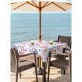 thumbnail image 3 of Outdoor Tablecloth with Umbrella Hole for Patio/Picnic/Party/Camping, Beach Coastal Waterproof Table Cloth Square Cover Washable, Ocean Summer Nautical Shell Starfish Coral (54"x 54"), 3 of 8