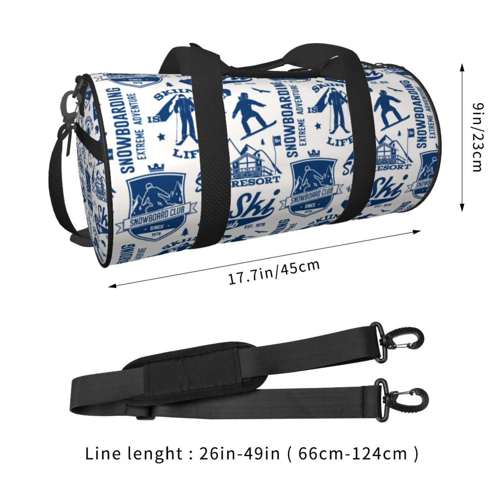 Vsdgher Skiing Enthusiast 45L Foldable Duffel Bag, Sports Gym Bag,Overnight Bag, Portable Weekender Bag for Airplanes