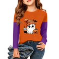 thumbnail image 2 of Halloween Cute Tops for Girls Size 7-8 Long Sleeve Cute Casual Cartoon Pumpkin Ghost Bat Tee Festival Tween Girls Trendy Clothes Crew Neck Halloween Costumes Saffron 3-4 Years, 2 of 7