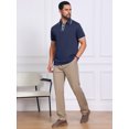 thumbnail image 2 of DARING DIVA Men's Contrast Trim Short Sleeve Button Closure Polo Shirts 2XL Navy Blue, 2 of 7