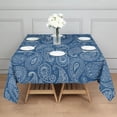 thumbnail image 3 of Blue Pioneer Flower and Paisley Pattern Square Tablecloth,Waterproof Square Table Cover,Wipeable Spillproof Washable Table Cover for Home Kitchen Party Decor 60"x60"(152x152cm), 3 of 6