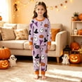 thumbnail image 2 of CONZONE Halloween Pajamas for Girls Graphic Pjs Set Hallowmas Jammies Long Sleeve Tops Pants 2 Piece Sleepwear Loungewear for Kids, 2 of 5