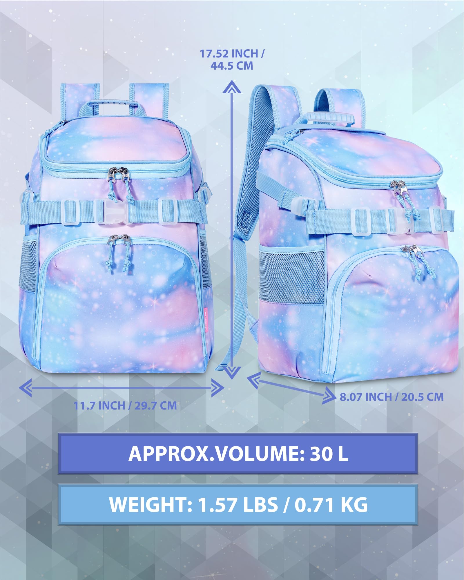 Basketball Backpack Women Fit Soccer Volleyball Baseball Football Sports Backpack Training Equipment Bag for Team -Sky Blue