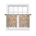 thumbnail image 7 of Boho Beige Flowers Sheer Curtains 45 Inch Length 2 Panels Set, Spring Abstract Watercolor Floral Leaf Voile Window Treatment Rod Pocket Small Kitchen Curtains Drapes for Bedroom 52"x45"x2, 7 of 7