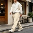thumbnail image 7 of Dwellite Baggy Sweatpants Men Wide Leg Lounge Pants with Pockets Soft Drawstring Waist Open Bottom Joggers for Gym Travel Khaki 2XL, 7 of 7
