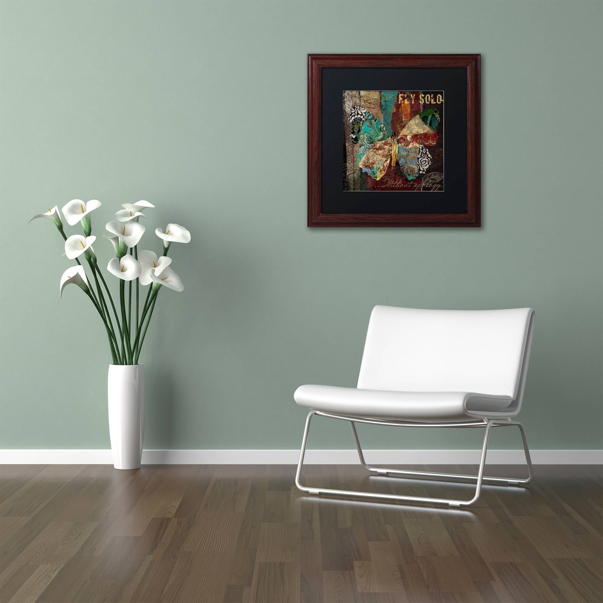 Trademark Fine Art "Winging It I" Canvas Art by Color Bakery Black Matte, Wood Frame