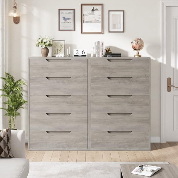 Tall 5-Drawer Dresser for Entryway – Freestanding Vertical Storage Chest, Wooden Organizer for Bedroom, Hallway, Living Room – Adjustable Feet – Grey