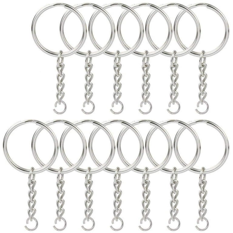 MLGB 100 Piece D Hook Keychain Hardware with Jump Rings Metal