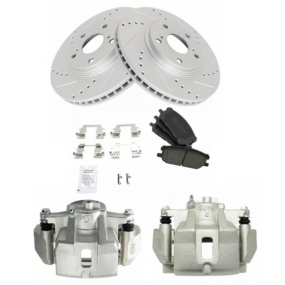 TRQ Front Ceramic Disc Brake Pads Coated Rotors & Calipers Kit Fits Select Toyota Lexus