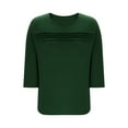 thumbnail image 5 of Hanen Plus Size Women Blouses 3/4 Length Sleeve Tops Crewneck Pleated Casual Tees Shirts, 5 of 8