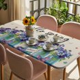 thumbnail image 3 of Hello Spring Table Cloths for 6 Foot Rectangle Tables, Pastoral Purple Bottle Floral Rustic Burlap Patio Waterproof Elastic Fitted Tablecloths, Washable Rectangular Table Cover for Camping, 3 of 8