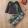 thumbnail image 2 of UAYOTSE Toddler Boys Dinosaur 2 Piece Outfit Long Sleeve Shirt All Over Print Pants Fall Winter Playwear Size 4-5 Years, 2 of 8