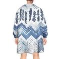 thumbnail image 2 of Wearable Oversized Blanket,Blue Chevron Geometric Boho Pattern Wearable Blanket Hoodie for Adults,Cozy Hooded Blankets with Super Pockets,Super Warm Fuzzy Pullover for Women & Men, 2 of 6