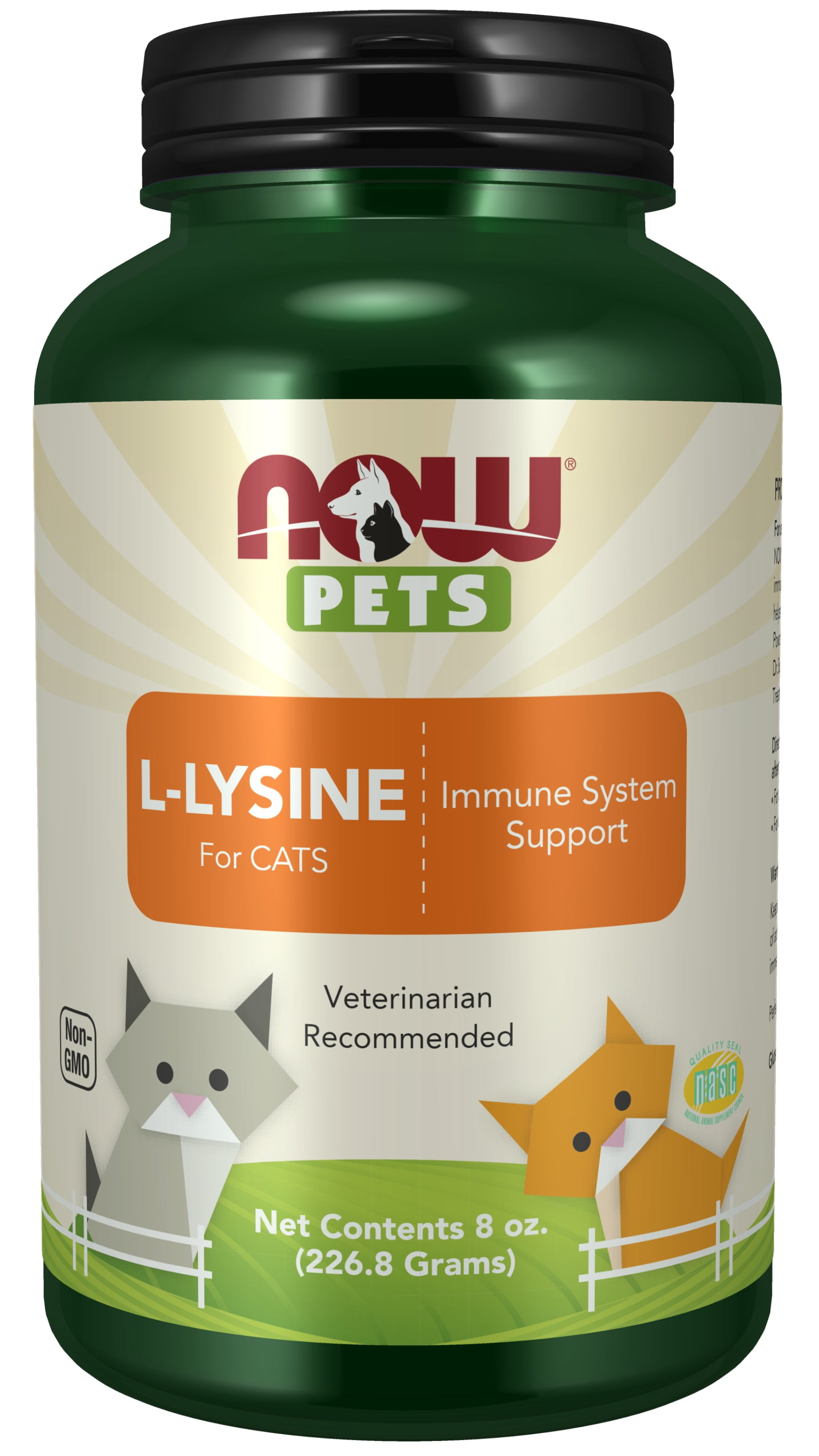 NOW Pet Health, L-Lysine Supplement, Powder, Formulated for Cats, NASC Certified, 8-Ounce