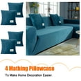 thumbnail image 4 of SHANNA Sectional Sofa Covers 2Pcs Stretch Velvet L Shape Couch Slipcovers 3 Seater+4 Seater Sofa Furniture Protector with 4pcs Pillow Covers,Lake Blue, 4 of 13
