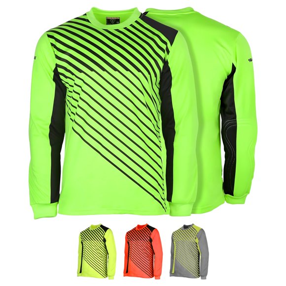 Camiseta de portero Vizari Arroyo verde neón/negro para adulto, talla pequeña