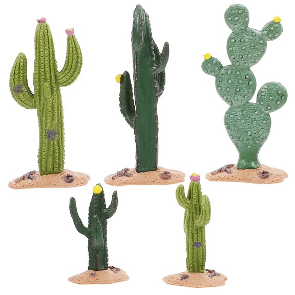OUNONA 5pcs Miniature Plastic Cactus Models for Scenery, Landscape, Sand Table, Dollhouse, Terrarium Decoration Figurines