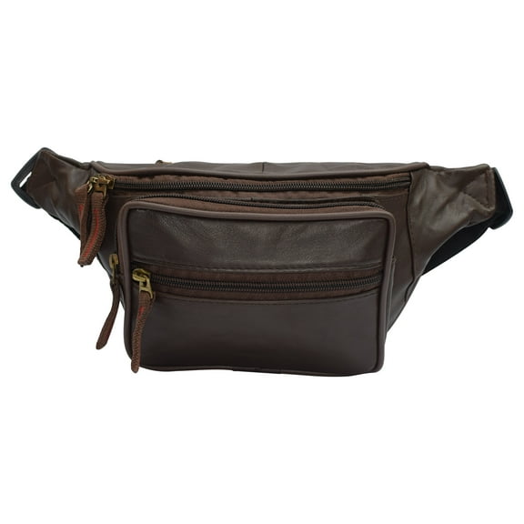 Front Pocket RFID Protected Genuine Leather Fanny Pack Waist Bag Organizer with Adjustable Belt Multiple Pockets For Men and Women