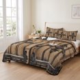 thumbnail image 2 of Twin XL Quilt Set 68''x98'', Farmhouse Brown Lightweight Bedspread Coverlet Set with 2 Pillow Shams, Rustic Wooden Historical Barn Door Plank Breathable All Season Quilt Bedding for Dorm/Guest Room, 2 of 9