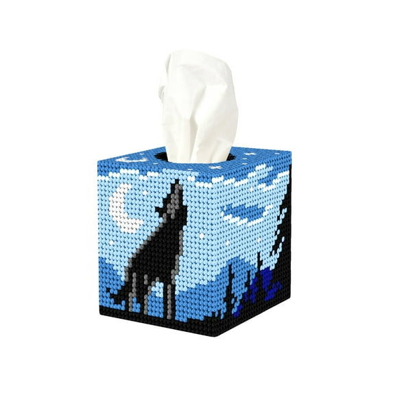 Tissue box cover - needlepoint (halfstitch) kit "Forest at night" 5111