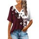 thumbnail image 3 of TaTaai Women V Neck Short Sleeve All Over Print Casual T Shirt Fashion Loose Button Top Ladies Daily Lounge Work Wear Soft Breathable No Fading Versatile Stylish Top Gift, 3 of 6
