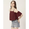 thumbnail image 3 of Moomaya Women Printed Off Shoulder Viscose Top, Ruffled Summer Crop Top, 3 of 8