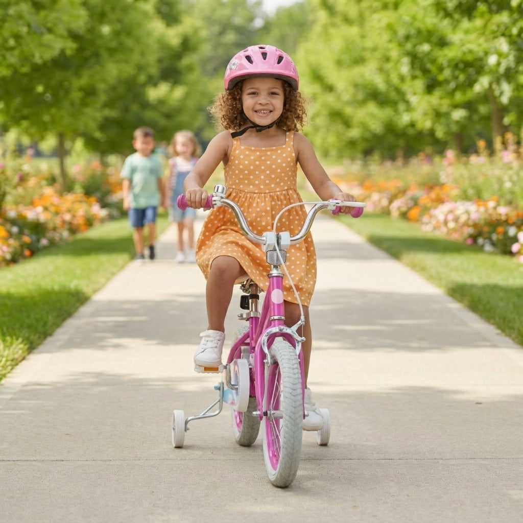 Redsmile Kids Bike 14 Inch for Boys Girls Ages 3-5 Years Old, Kids Bicycle with Adjustable Handlebar and Seat, Training-Ready Beginner Bike, 110 lb Capacity, Starlight Wave, Pink