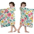 thumbnail image 4 of Pioneer Flower Floral Print Pattern Hooded Bath Towel，50"x30" for Ages 3 To 12 Kids, Quick Dry Lightweight Soft Microfiber Hood Beach Towel Cover Up for Kids, 4 of 7